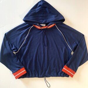 Hippie Rose Blue Hoodie Sweatshirt Size L Sporty Streetwear Long Sleeves Women